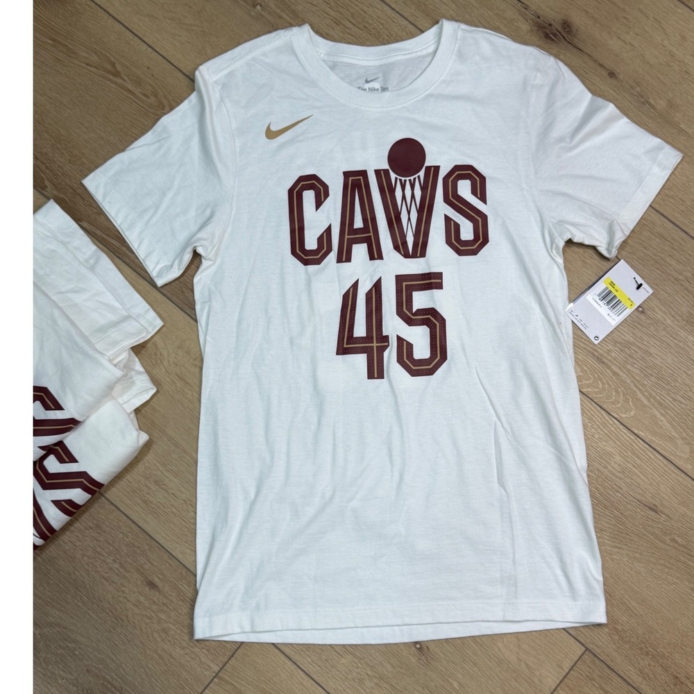 S Nike Cleveland Cavaliers Donovan Mitchell 45 NBA T-Shirt White Mens DR8369-108